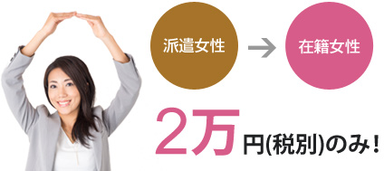 派遣女性→在籍女性は2万円(税別)のみ!